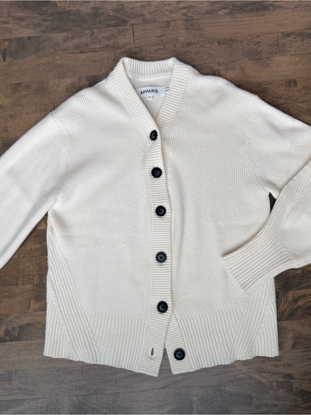 Like New: Apparis Women’s Off-White Ribbed Button-Up Cardigan, Size M